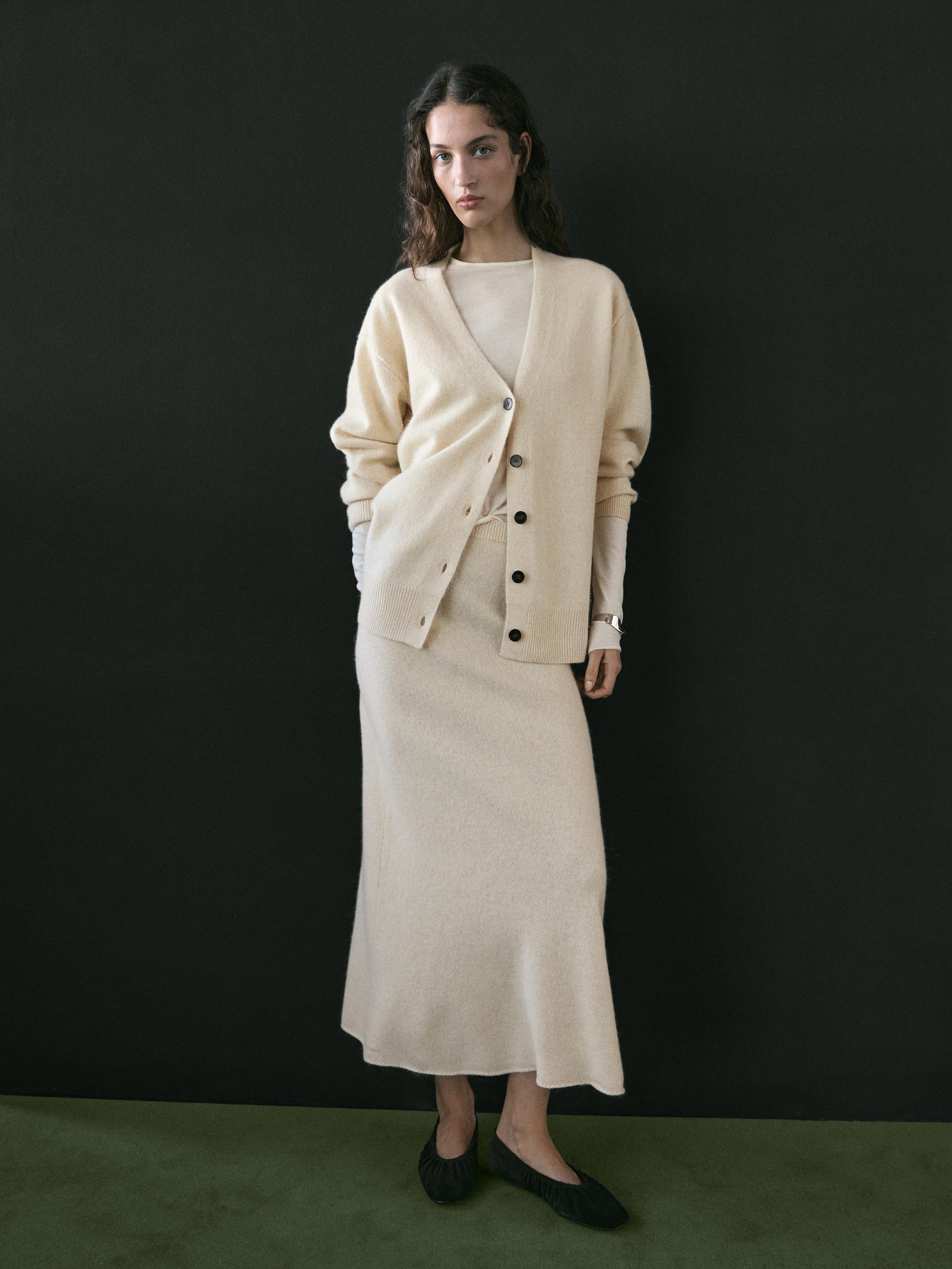 Cardigan col V en laine et alpaga